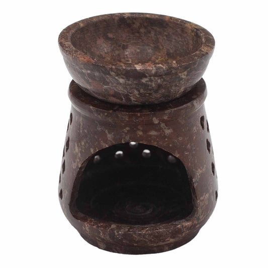 Small Soapstone Oil Burner 8cm - Classic lifestyle product photo on neutral background