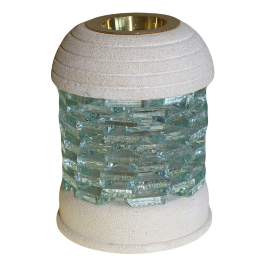Stone Oil Burner - Round Glass Brick from our luxury sandstone oil burners collection