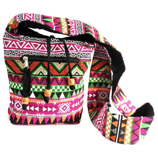 Jacquard Bag - Pink Sling Bag lifestyle product photo on neutral background