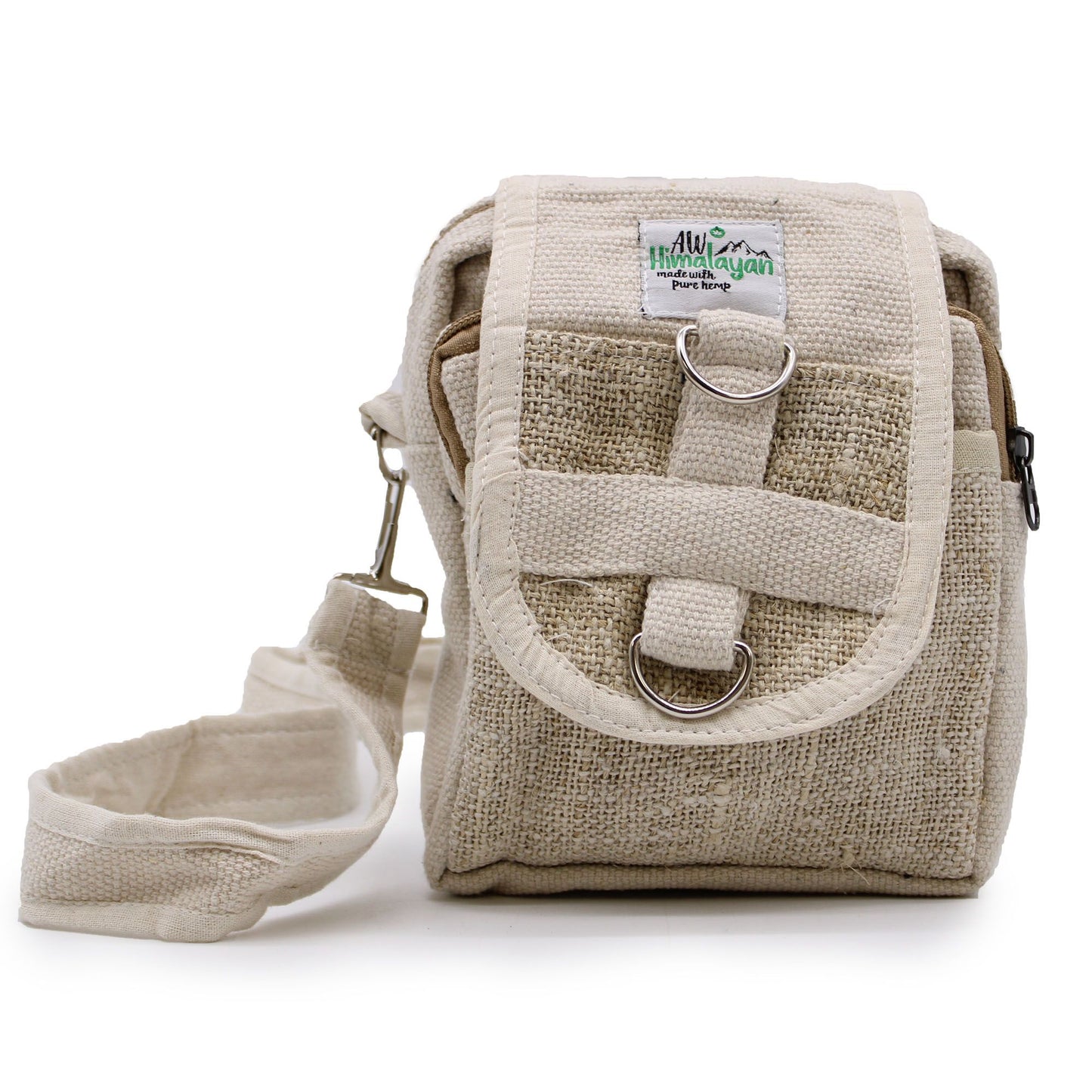 Body-Cross Natural Hemp & Cotton Travel Bag lifestyle product photo on neutral background