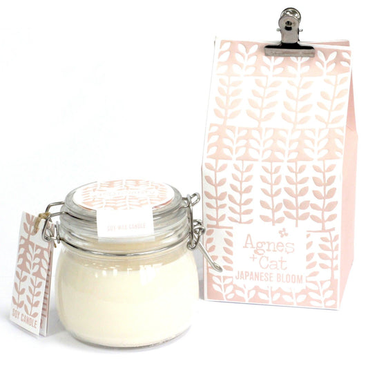 Luxury presentation of the agnes cat kilner jar candle japanese bloom488 showing the premium artisan packaging and complete set contents