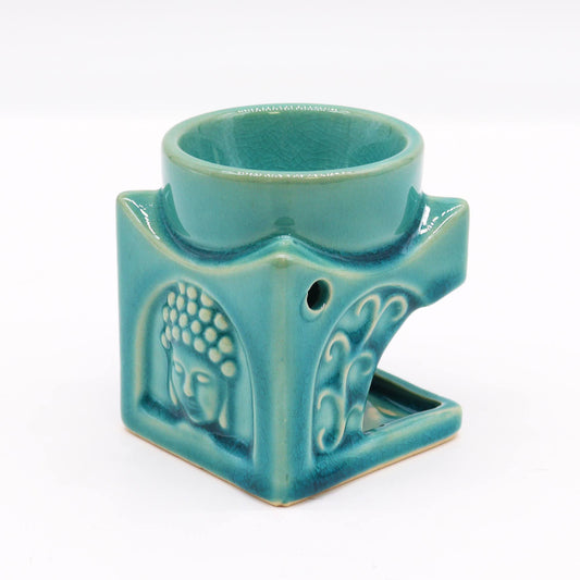 Square Buddha Burner - Soft Turquoise from our luxury classic buddha oil burners collection