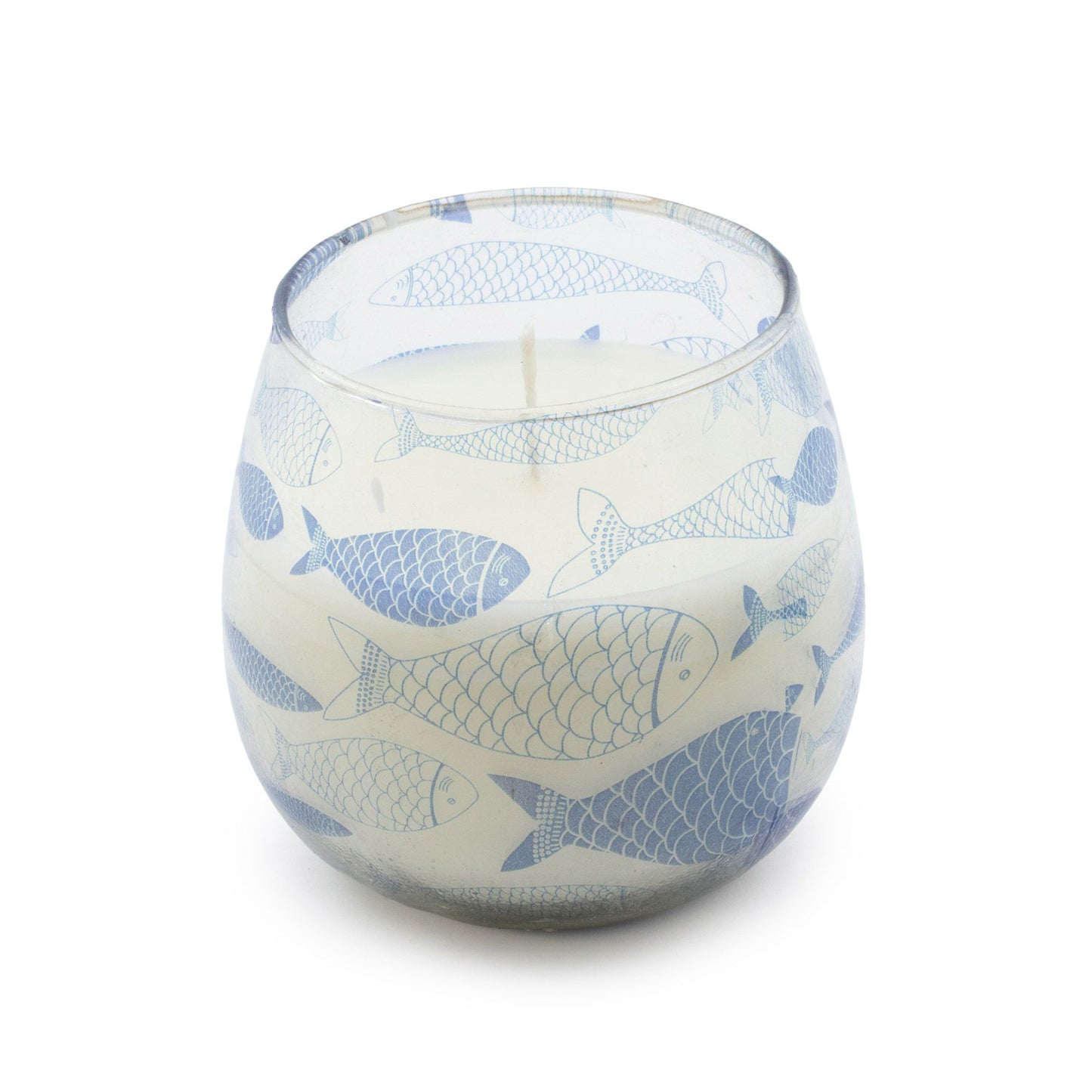 Detailed close up view highlighting the high quality craftsmanship and individual features of the small glass jar candles seabreeze491