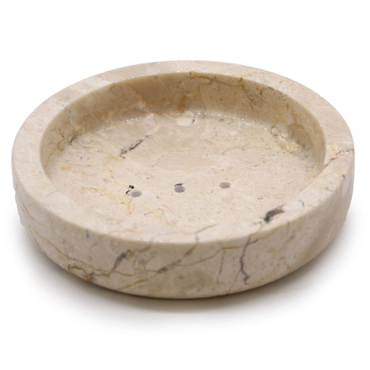 Round Honey Marble Flat Soap Dish from our luxury stone soap dishes collection