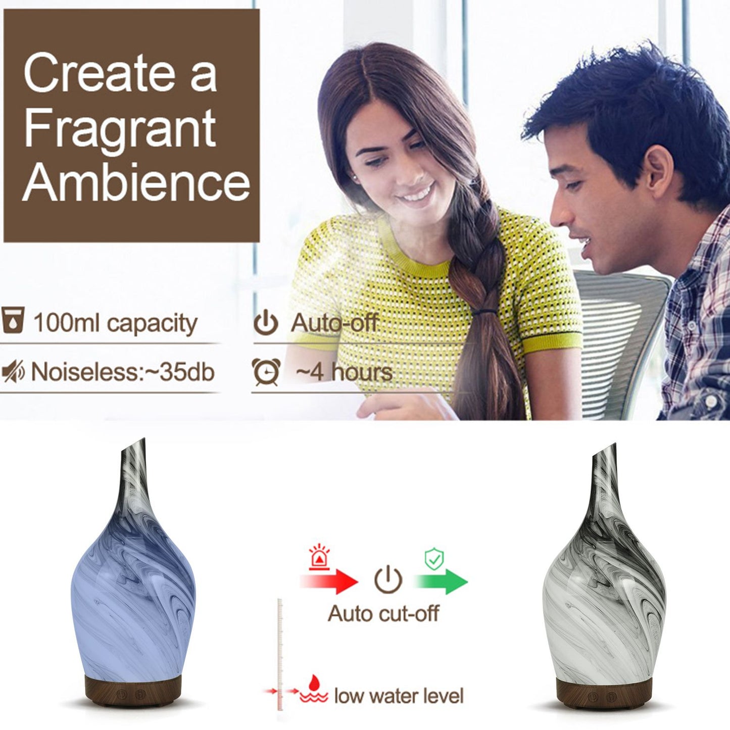 Aroma Atomiser - Glass Abstract Grey USB from our luxury aroma diffusers collection