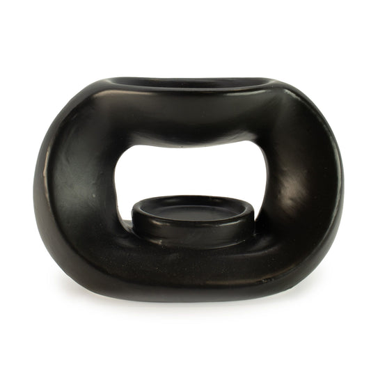 Ceramic Zen Oil Burner - Oval Pebble  - Matt Black