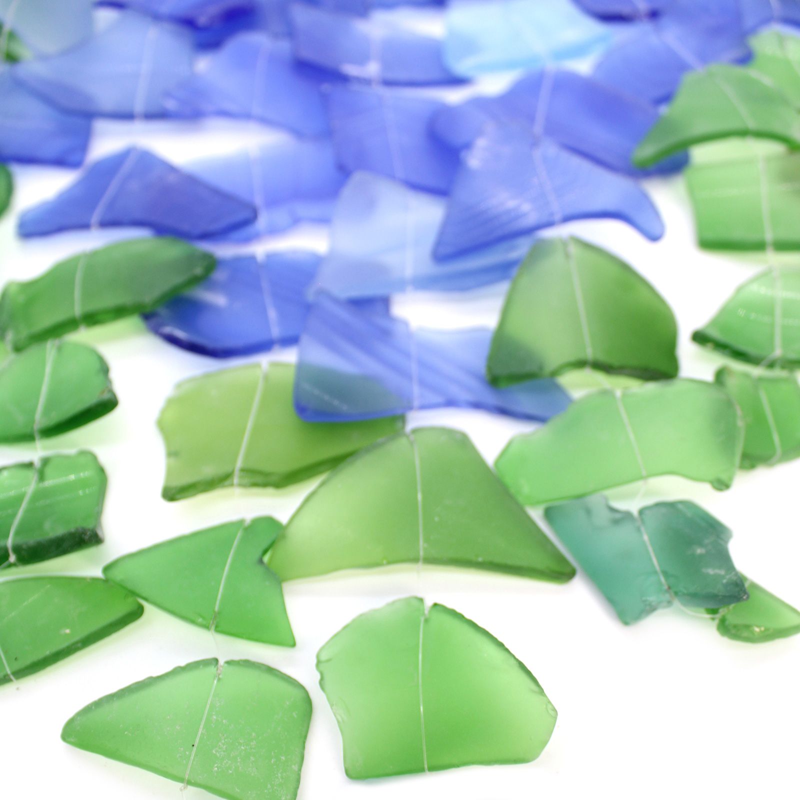 Three Stick - Blue & Green from our luxury recycled glass wind chimes collection