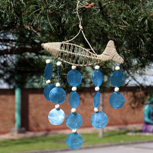 String Fish and Blue Copis Drop from our luxury driftwood chime collection
