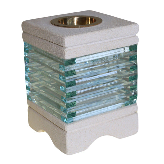 Stone Oil Burner - Square Glass Brick from our luxury sandstone oil burners collection