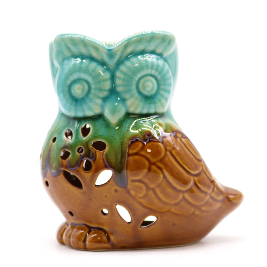 Classic Rustic Oil Burner - Owl Side-on (assorted) from our luxury classic rustic oil burners collection