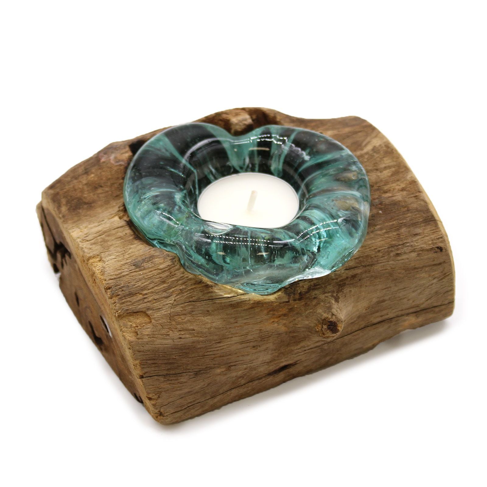 Photo 3 of Molten Glass Candle Single Holder On Wood Luxury Decor featuring authentic premium craftsmanship.