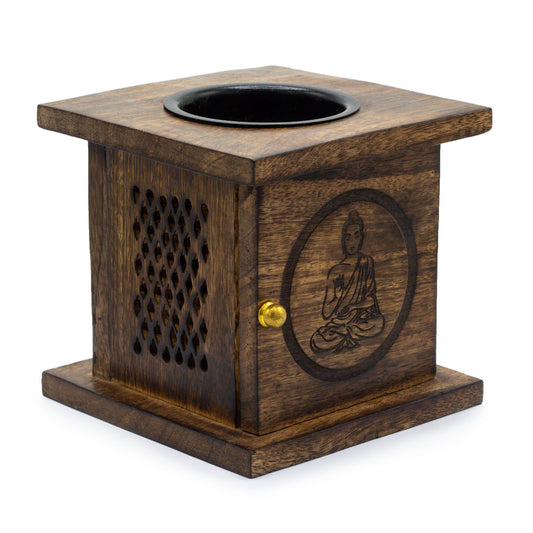 Large Mango Box Burner - Buddha from our luxury mango wood oil burners collection