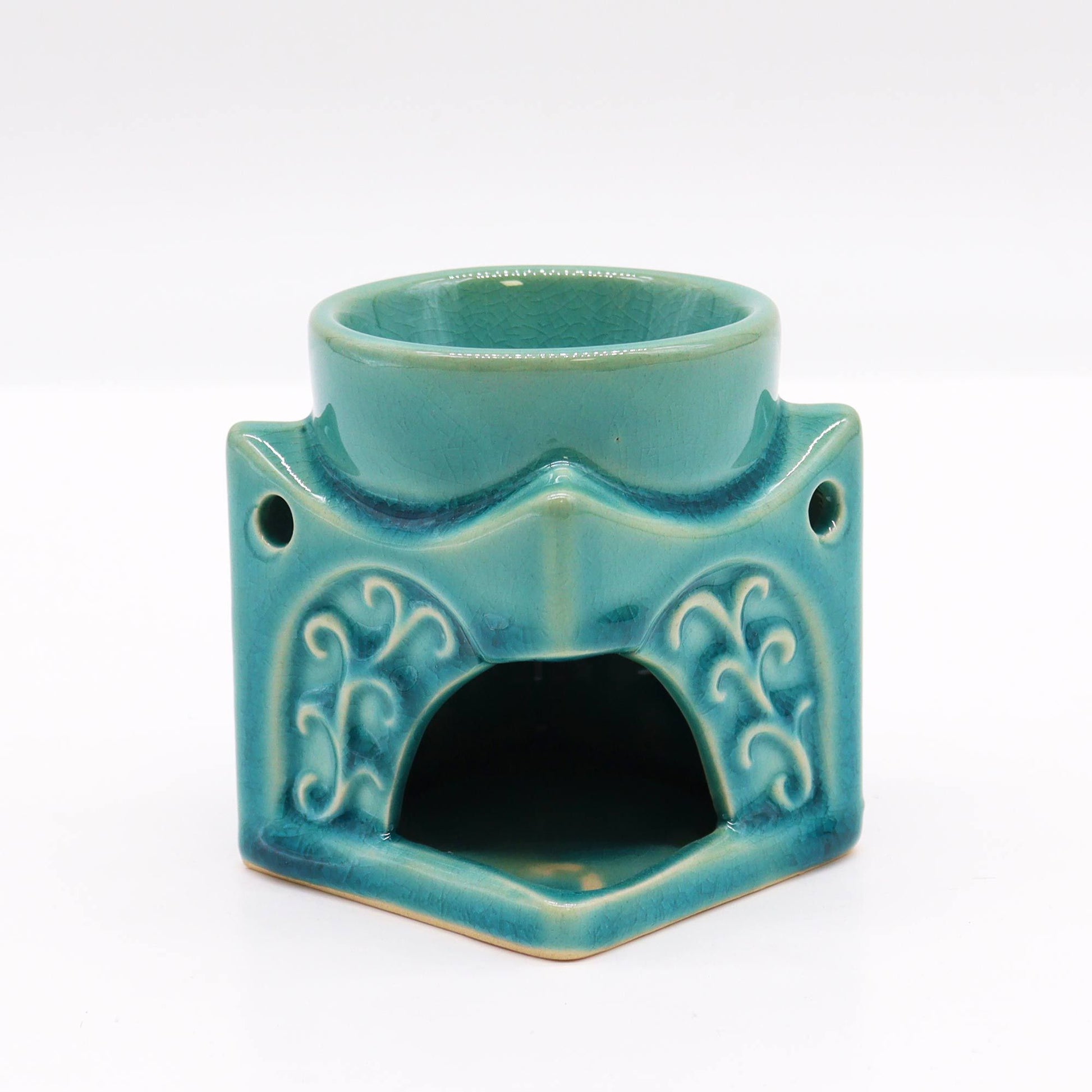 Square Buddha Burner - Soft Turquoise from our luxury classic buddha oil burners collection