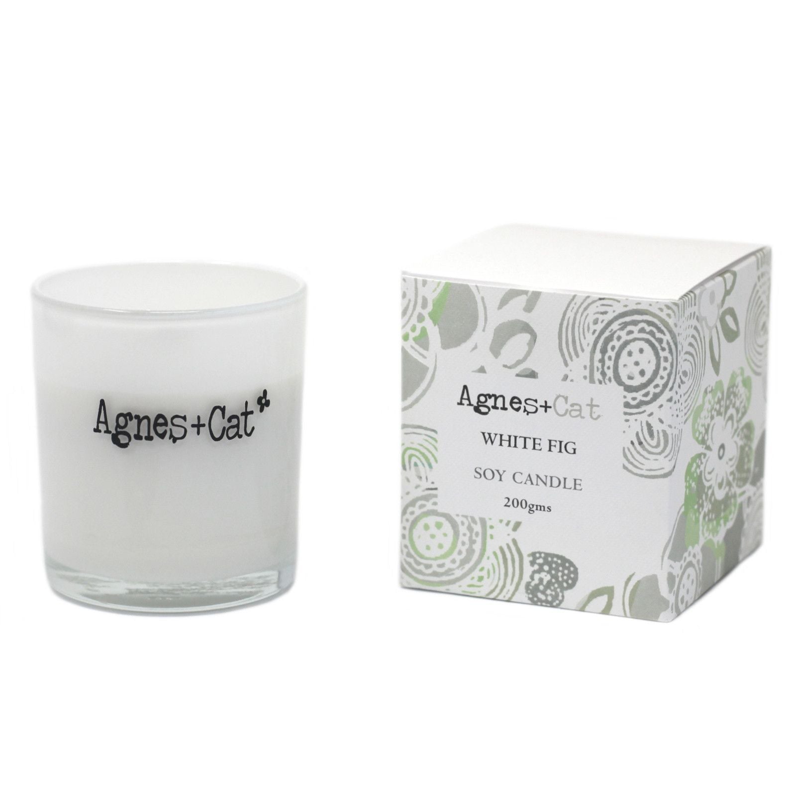 Detailed close up view highlighting the high quality craftsmanship and individual features of the agnes cat votive candle white fig605