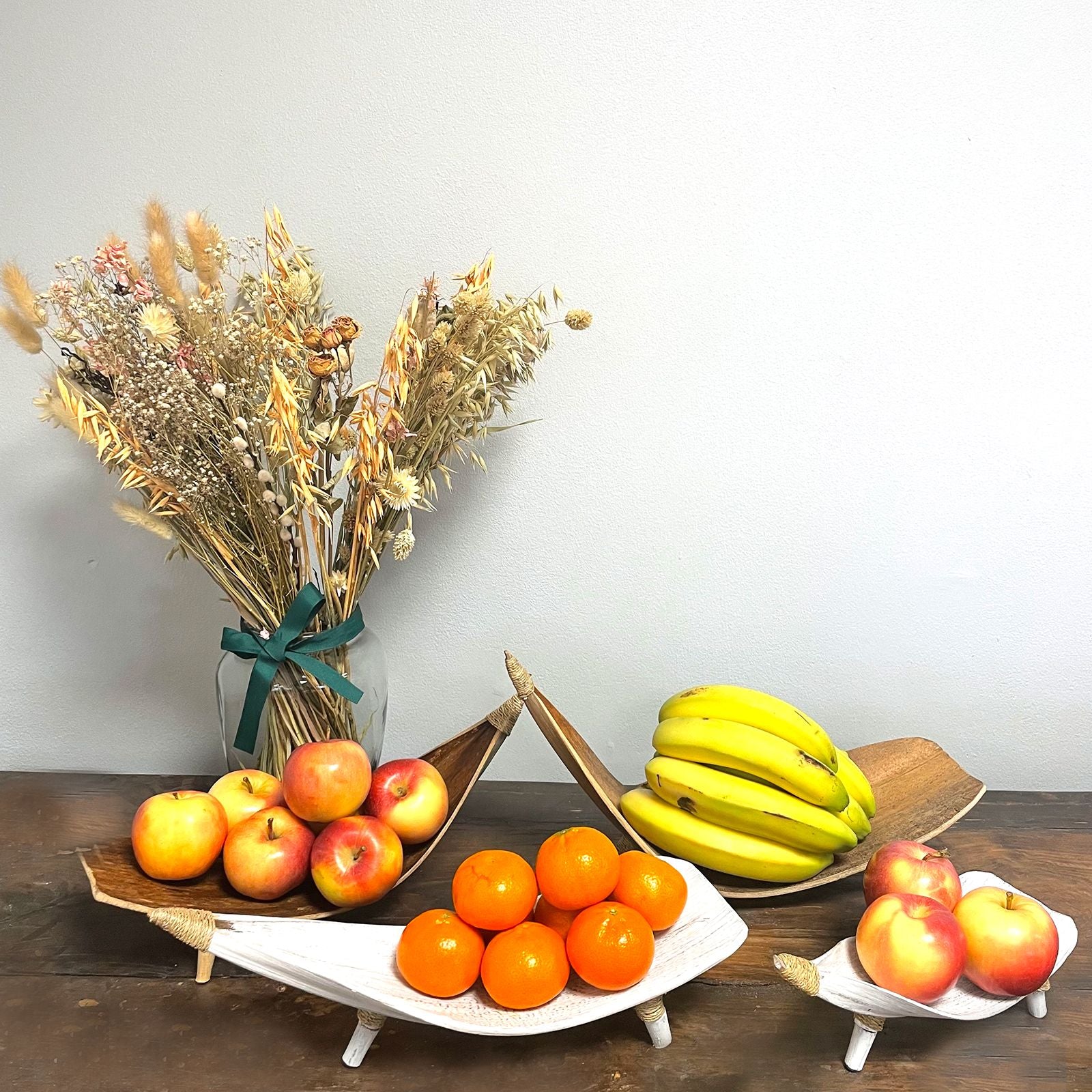 Coconut Leaf Fruit Bowl Set - Whitewash from our luxury coconut leaf fruit bowl sets & tea stands collection