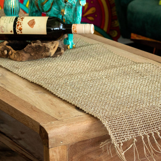 Seagrass Fringe Natural Table Runner - 150cm from our luxury java placemats and coasters collection