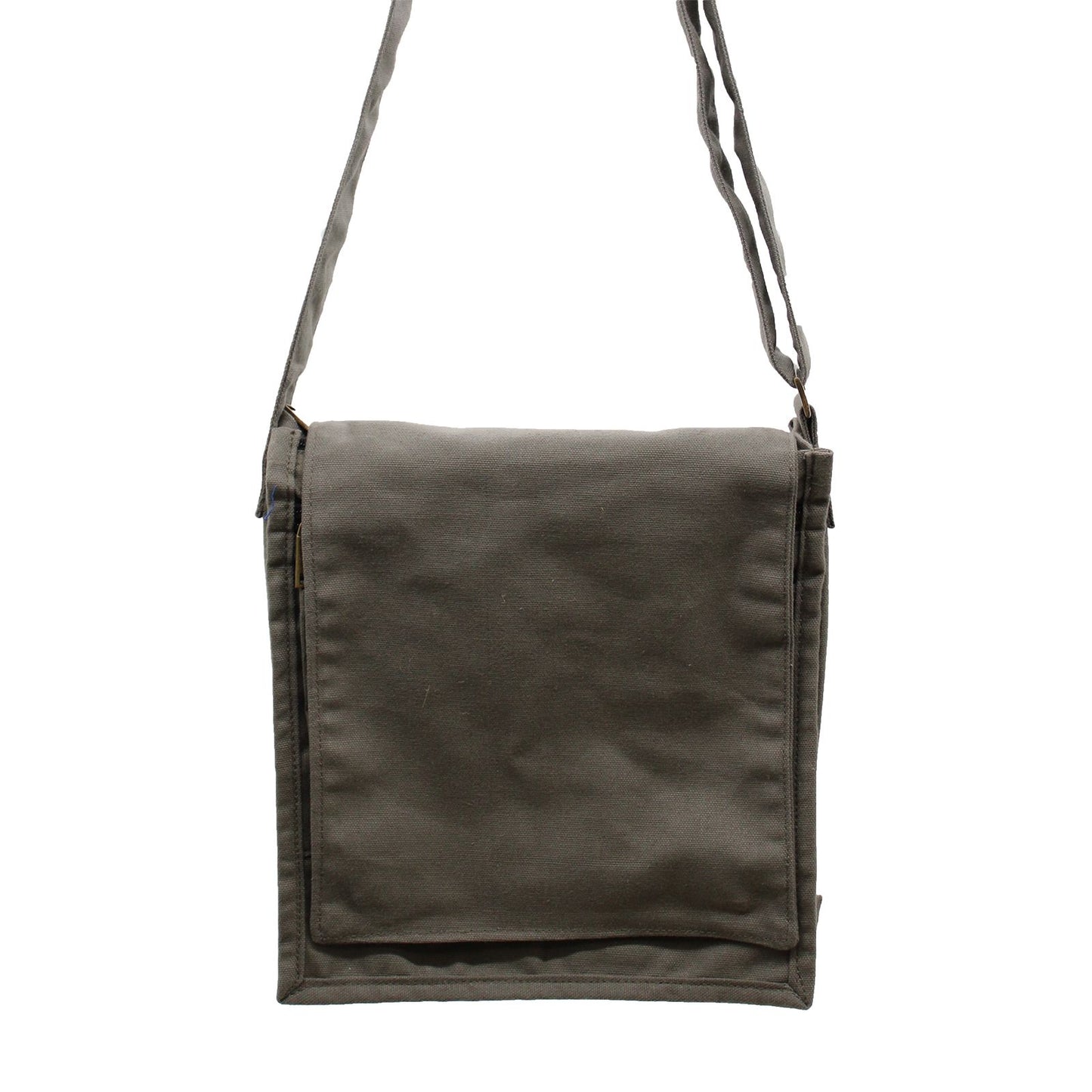 Cotton Canvas Messenger Bag - Graphite lifestyle product photo on neutral background