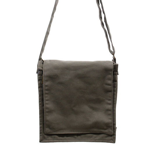 Cotton Canvas Messenger Bag - Graphite lifestyle product photo on neutral background