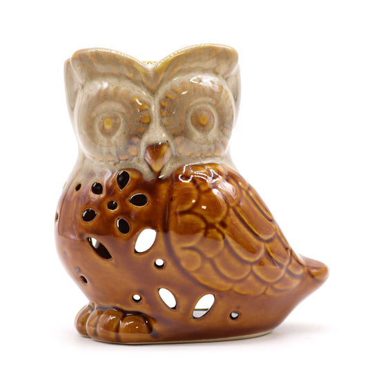 Classic Rustic Oil Burner - Owl Side-on (assorted) from our luxury classic rustic oil burners collection