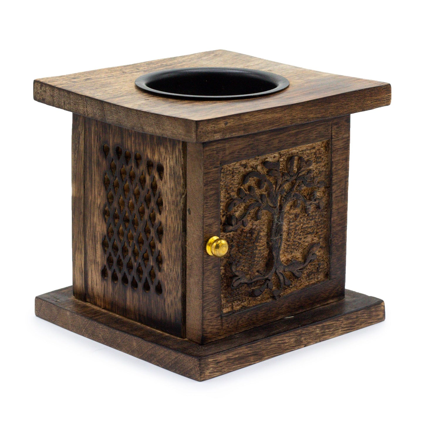 Large Mango Box Burner - Tree of life from our luxury mango wood oil burners collection