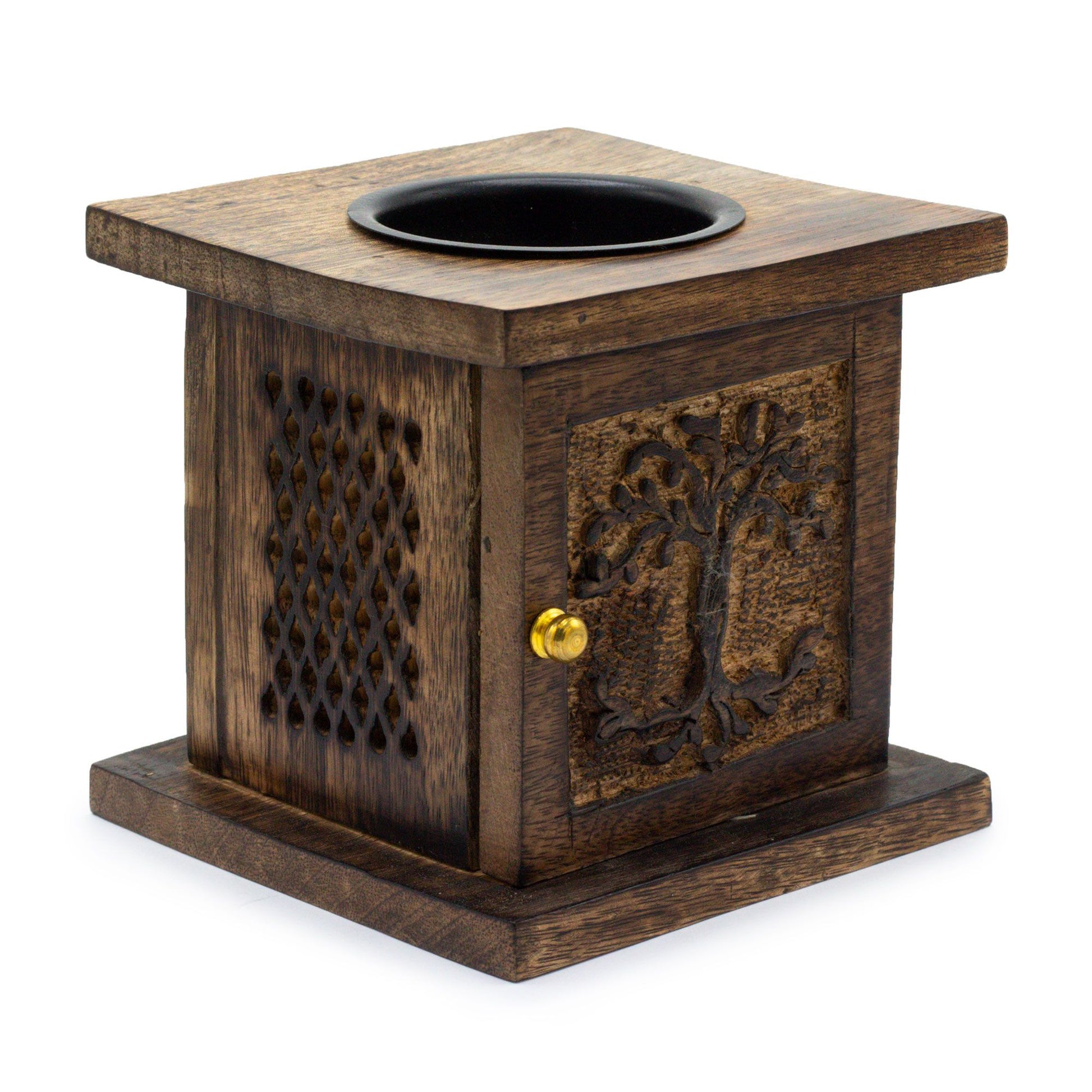 Large Mango Box Burner - Tree of life from our luxury mango wood oil burners collection