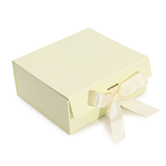 Flat Pack Gift Box - Medium Square (20x18.2x8cm) - Ivory lifestyle product photo on neutral background