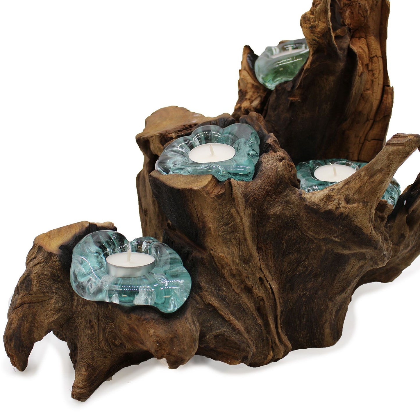 Photo 8 of Molten Glass Five Candle Holder On Wood Luxury Decor featuring authentic premium craftsmanship.