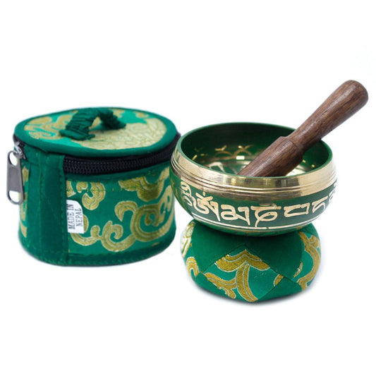 Mini Singing Bowl Gift Set - Green lifestyle product photo on neutral background