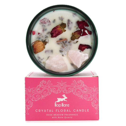 Hop Hare Crystal Magic Flower Candle - The Lovers lifestyle product photo on neutral background