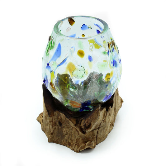 Photo 2 of Molten Coloured Glass On Wood - Medium Bowl Luxury Decor featuring authentic premium craftsmanship.