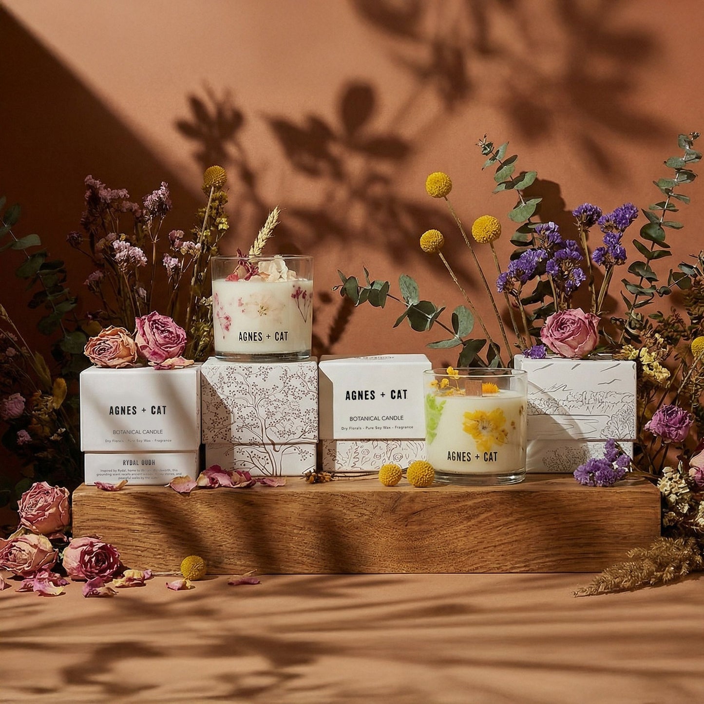 Detailed close up view highlighting the high quality craftsmanship and individual features of the agnes cat botanical soy wax candle fellberry578