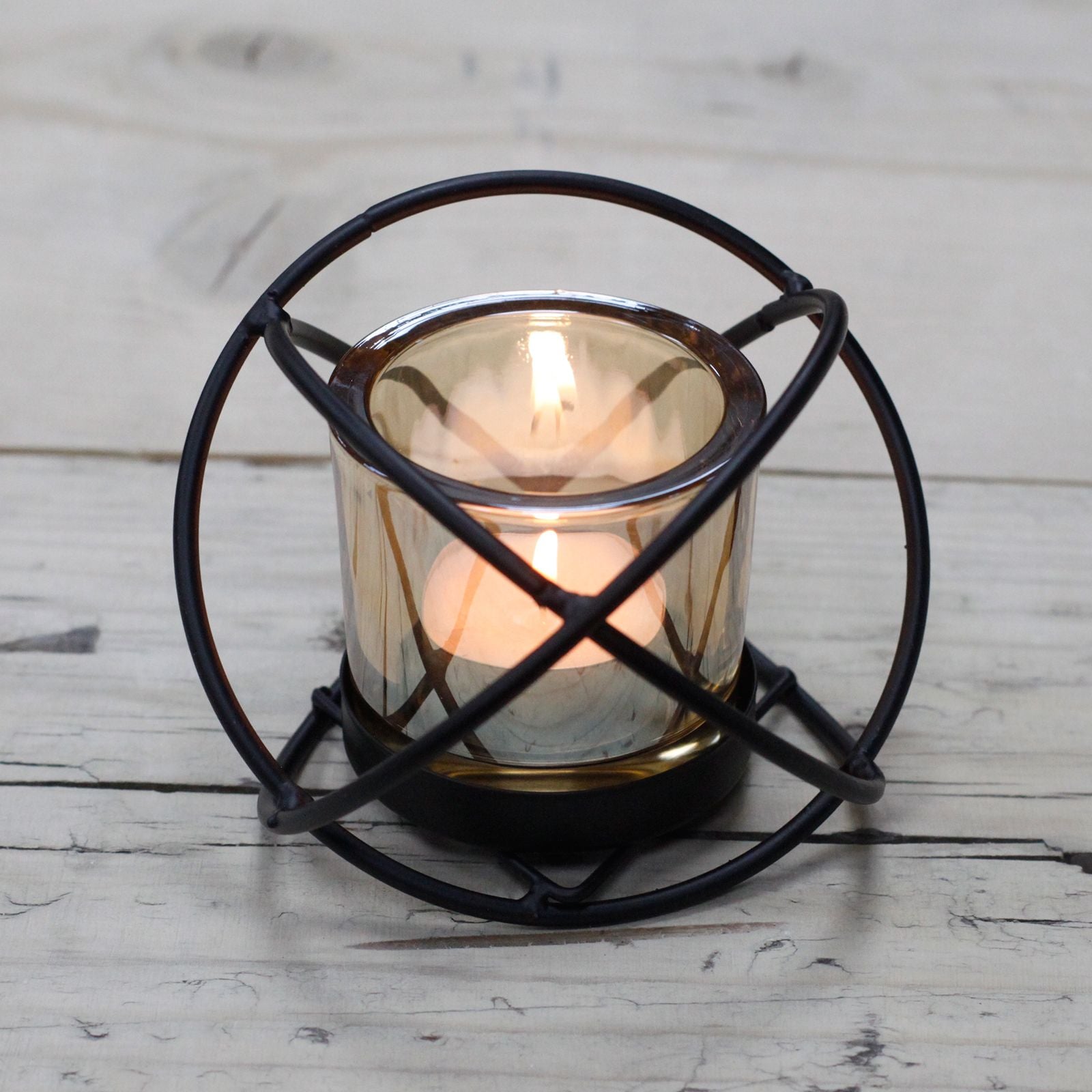 Detailed close up view highlighting the high quality craftsmanship and individual features of the centrepiece iron votive candle holder 1 cup single ball388