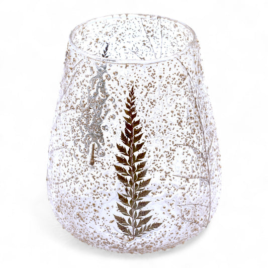 Luxury presentation of the natural floral glass large bowl candle holder pino 15x12cm647 showing the premium artisan packaging and complete set contents