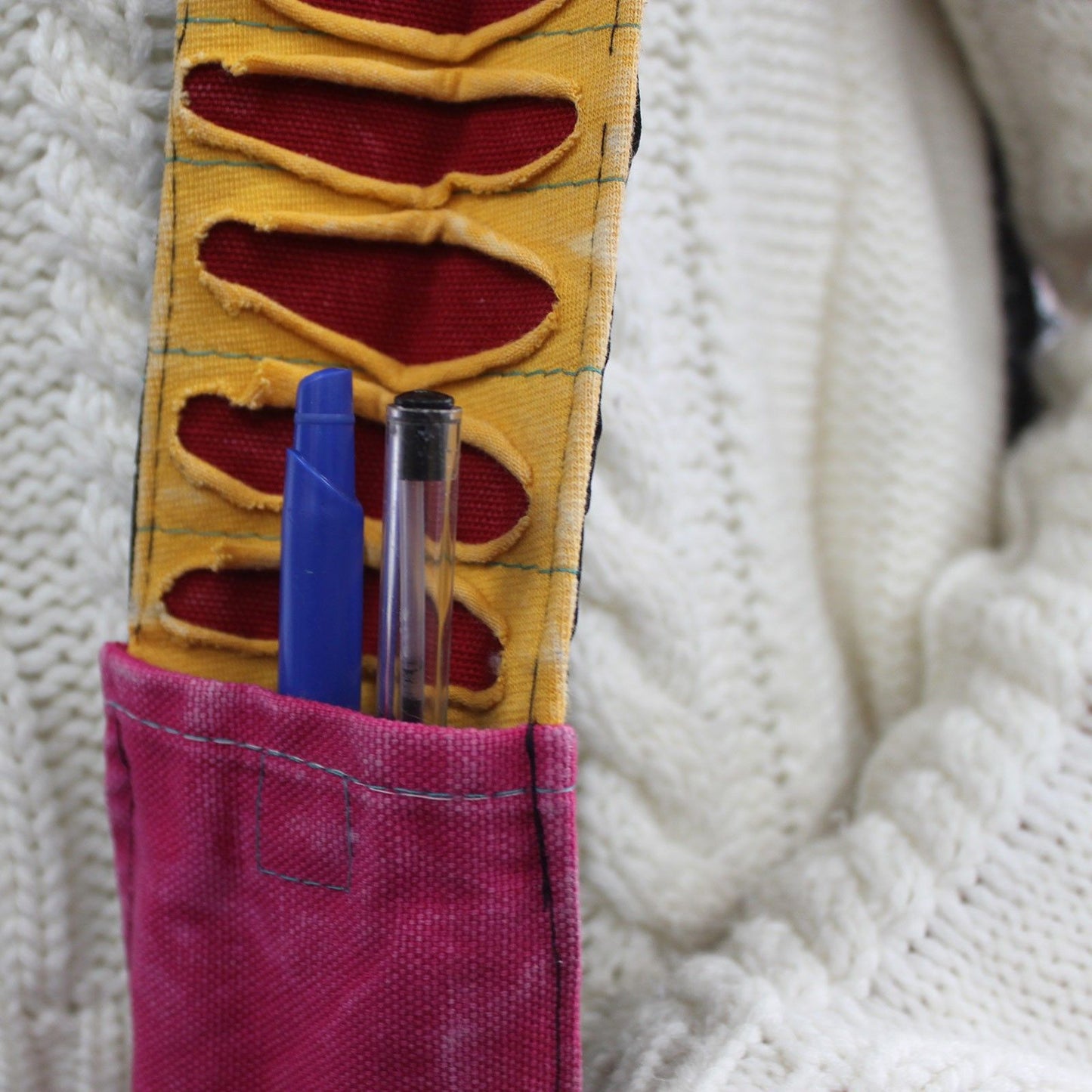 Ethnic Sling Bag - Sand / Peace lifestyle product photo on neutral background