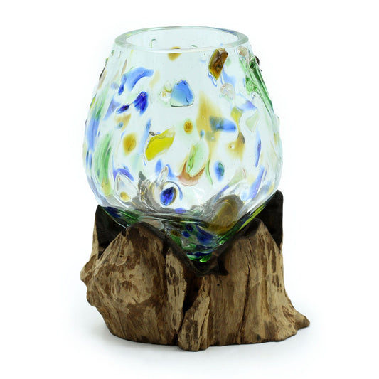 Photo 1 of Molten Coloured Glass On Wood - Medium Bowl Luxury Decor featuring authentic premium craftsmanship.