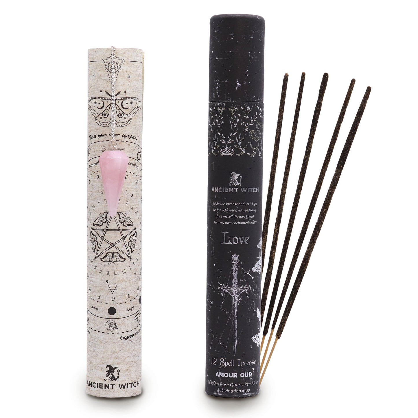 Ancient Witch Spell Incense - Love - Rose Quartz Pendulum
