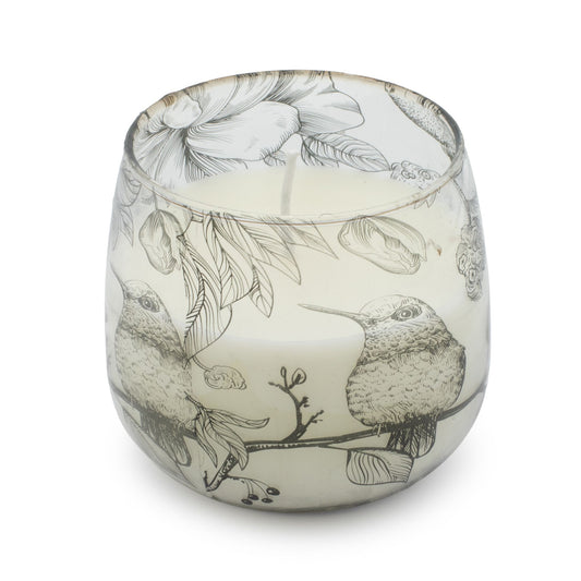 Luxury presentation of the medium glass jar candles drawn by flame385 showing the premium artisan packaging and complete set contents