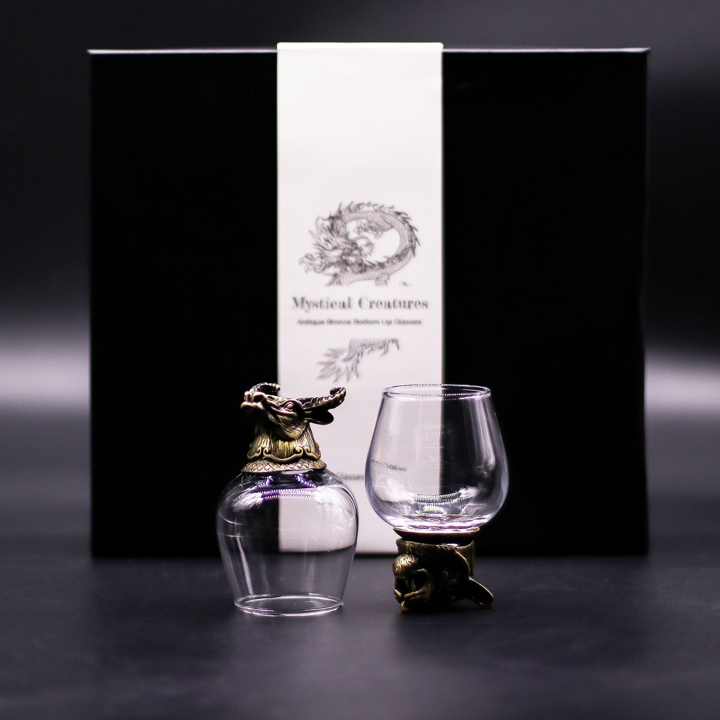 Gift Set of 6 Glasses (100ml) - Mystical Creatures - Antique Bronze