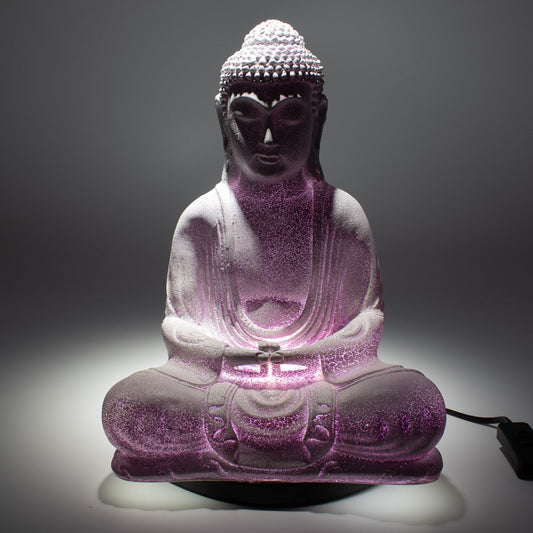 Meditation Buddha Lamp Lavender Crackle - Oval Stand lifestyle product photo on neutral background
