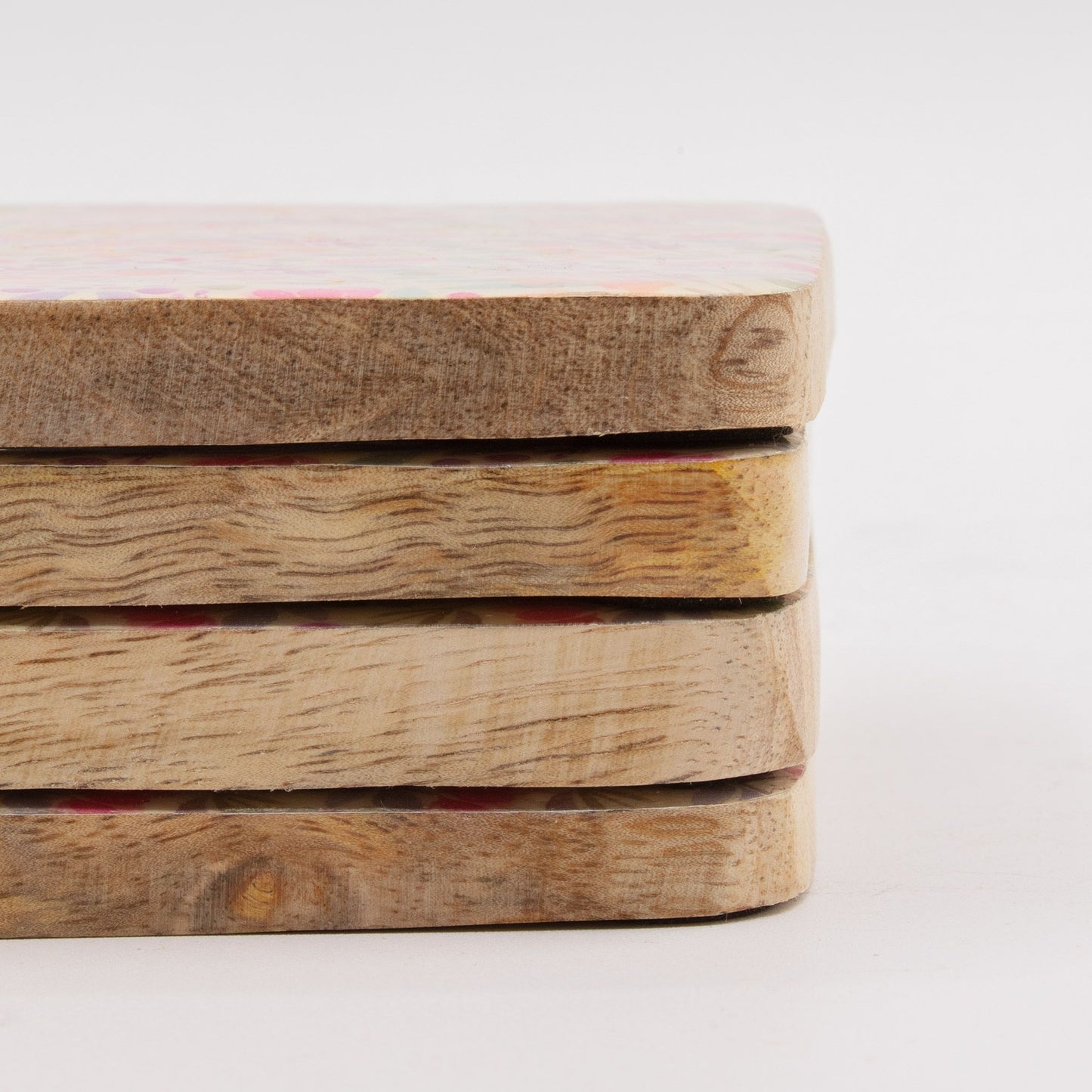 Set of 4 Square Coasters - Pretty Floral from our luxury mango wood bowls, trays & coasters collection