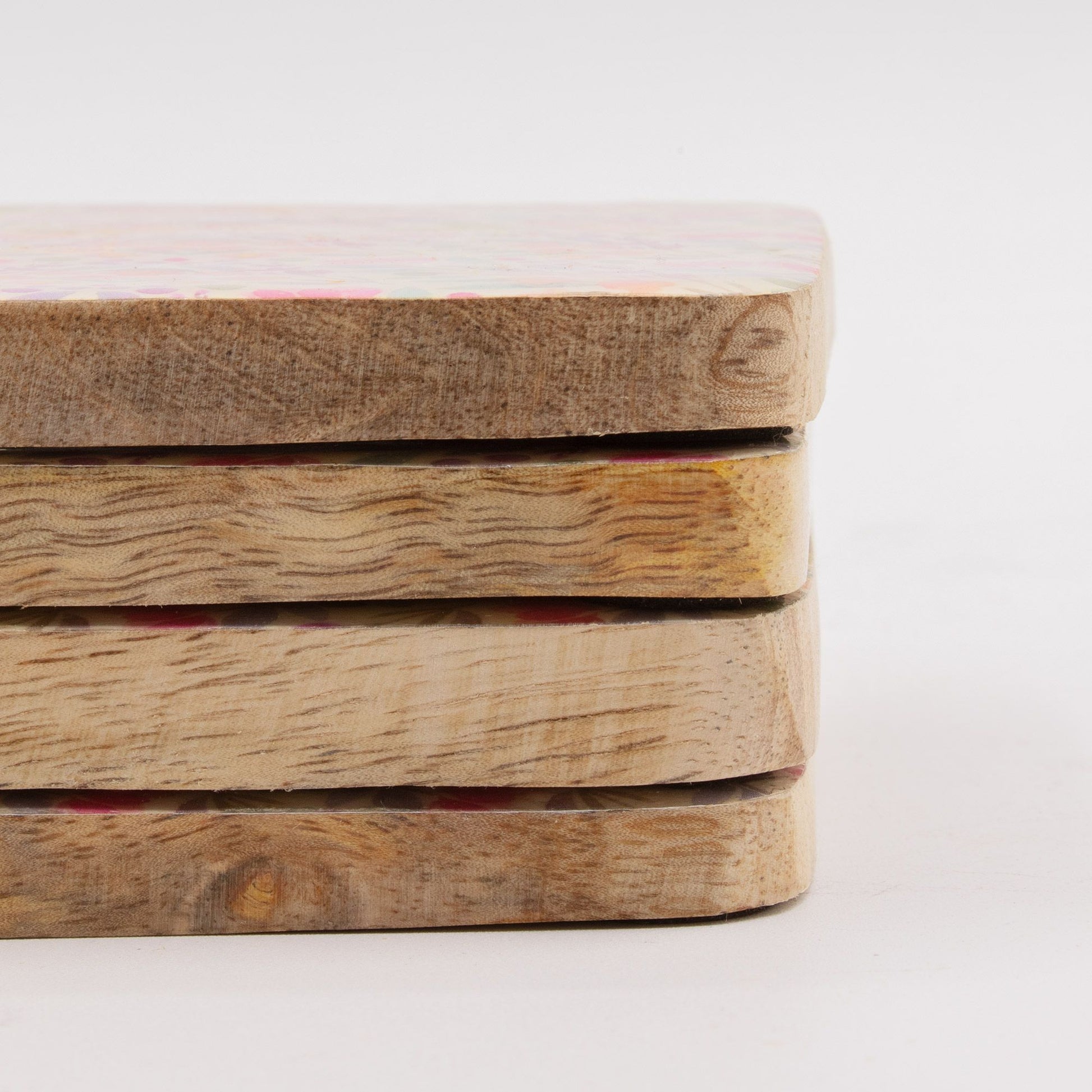 Set of 4 Square Coasters - Pretty Floral from our luxury mango wood bowls, trays & coasters collection