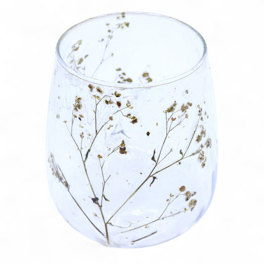 Luxury presentation of the natural floral glass vase candle holder margarita 12x11cm657 showing the premium artisan packaging and complete set contents