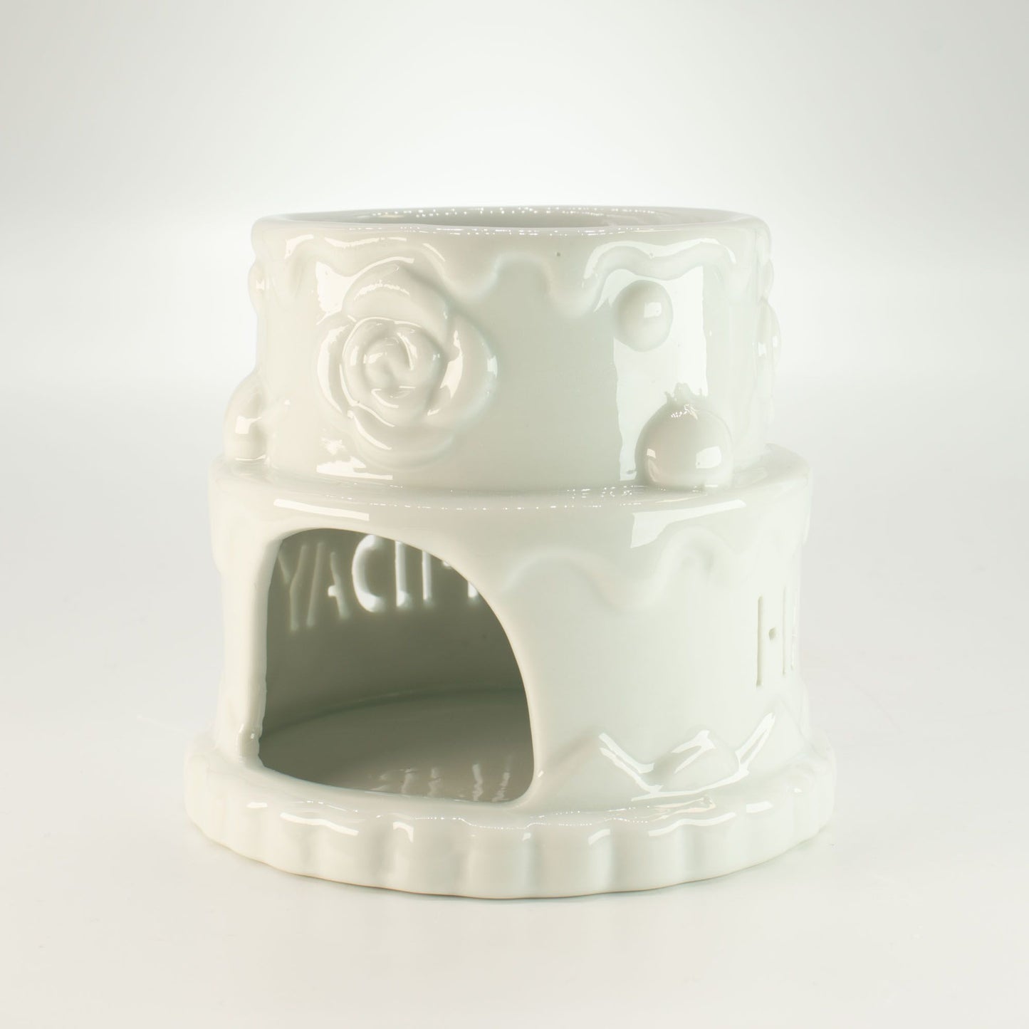 Ceramic Cake Oil Burner - HAPPY BIRTHDAY - White from our luxury ceramic zen oil burners collection