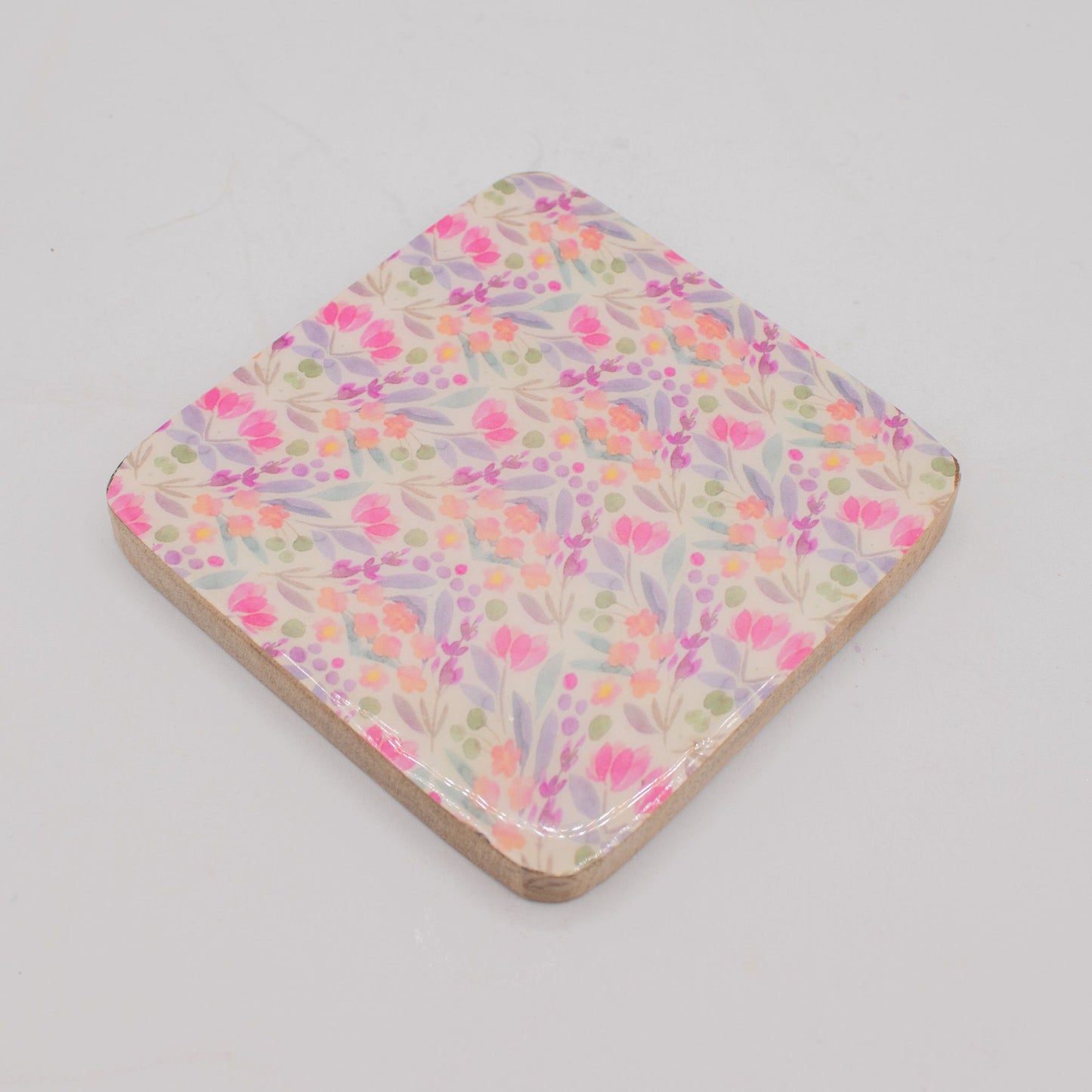 Set of 4 Square Coasters - Pretty Floral from our luxury mango wood bowls, trays & coasters collection