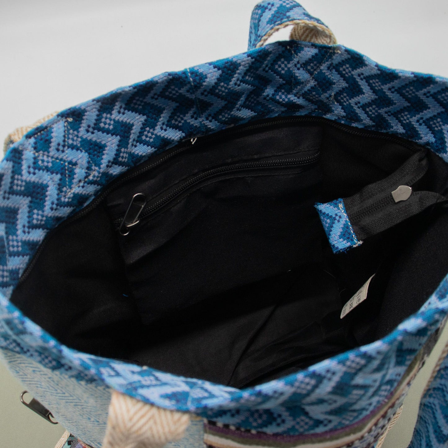 Patchwork Kathmandu Tote Bag - Dhaka Design (37x38cm) lifestyle product photo on neutral background