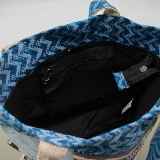 Patchwork Kathmandu Tote Bag - Dhaka Design (37x38cm) lifestyle product photo on neutral background