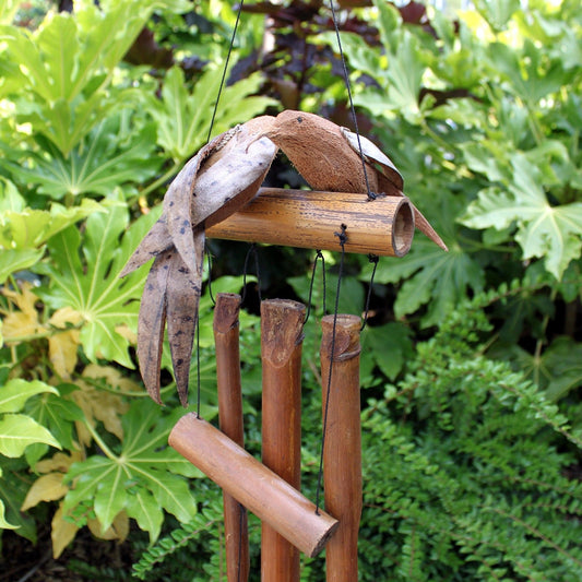 Coconut Twin Birds Windchimes from our luxury wild wild bamboo wind chimes collection