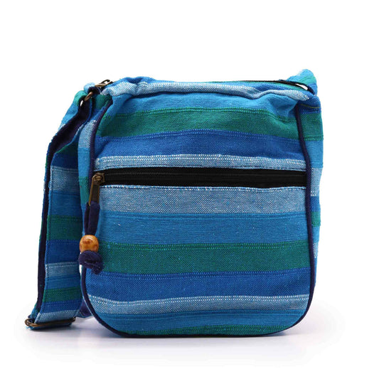Lrg Nepal Sling Bag  (Adjustable Strap) - Blue Rivers lifestyle product photo on neutral background