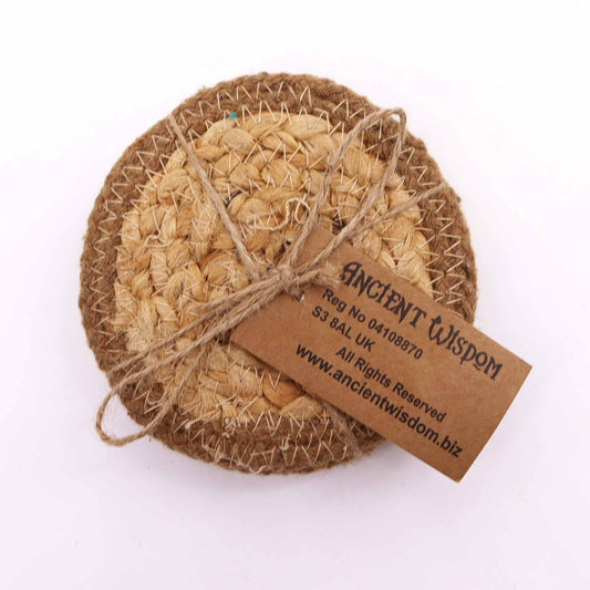 Natural Coaster - Jute & Cotton 10cm  (set of 4) - Natural Boarder from our luxury indian placemats collection