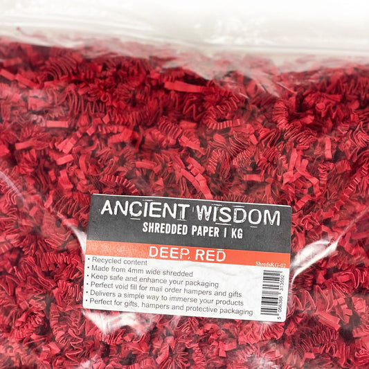 SizzlePak Shredded paper - Deep Red (1KG) lifestyle product photo on neutral background